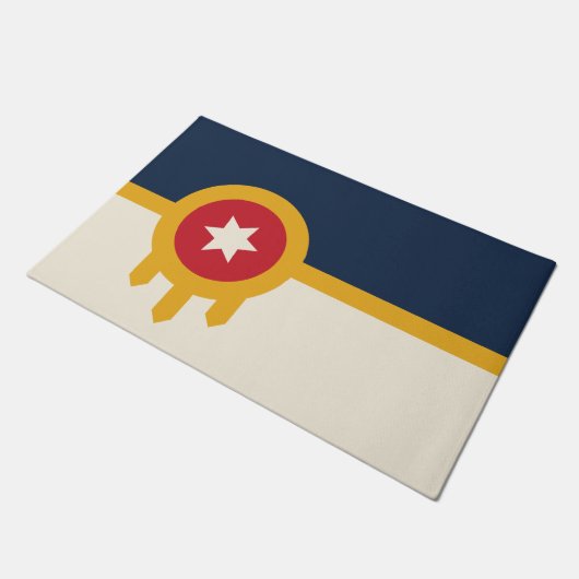 Türmatte mit Flagge von Tulsa, Oklahoma (Schrägansicht)
