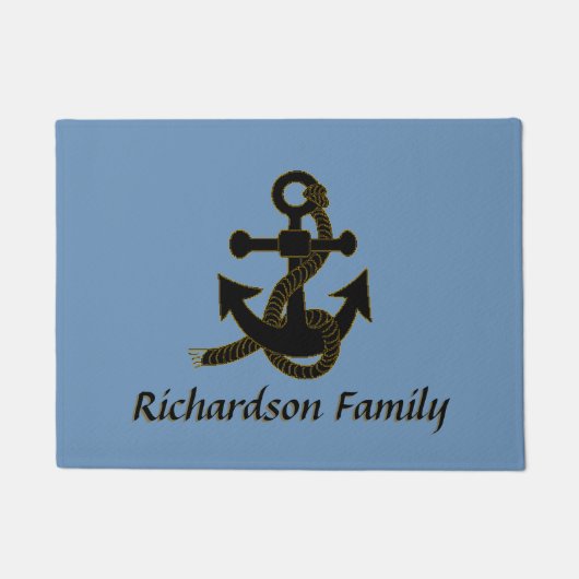 Türmatte - Schwarzer Anker mit Schiffsname (Vorderseite)