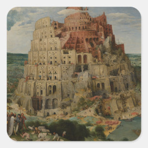 Turmbau zu Babel von Peter Bruegel dem Älteren Quadratischer Aufkleber