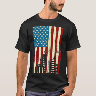 Turmdrehkrane Bediener Patriotischer Hebehaken Ame T-Shirt