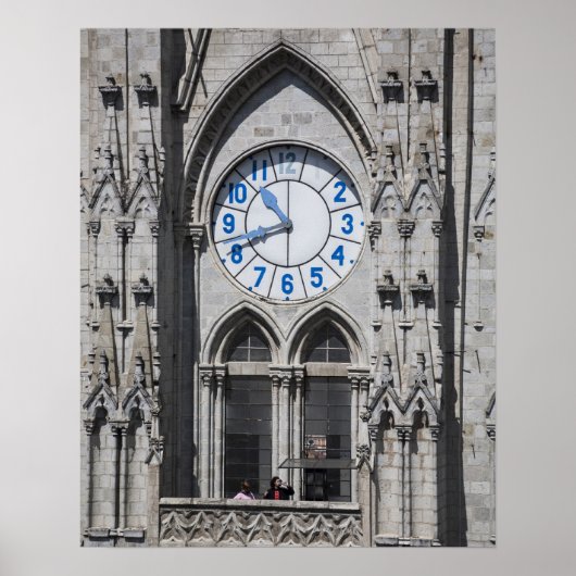 Türme der Uhr in der Basilika, Ecuador Poster (Vorne)