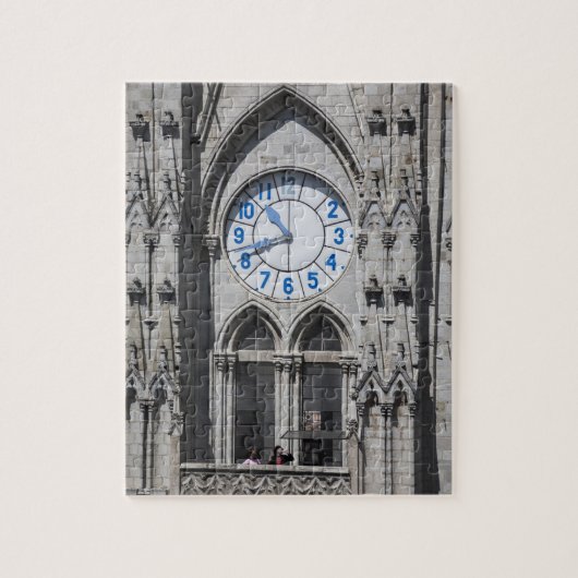 Türme der Uhr in der Basilika, Ecuador Puzzle (Vertikal)