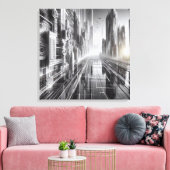 Türme von morgen: Eine Schwarz-Weiß-Metropole Leinwanddruck (Insitu (Wohnzimmer))