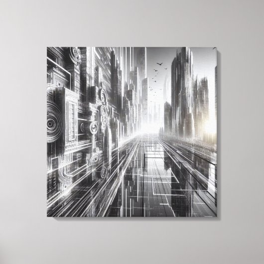 Türme von morgen: Eine Schwarz-Weiß-Metropole Leinwanddruck (Vorderseite)