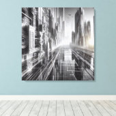 Türme von morgen: Eine Schwarz-Weiß-Metropole Leinwanddruck (Insitu (Holzboden))