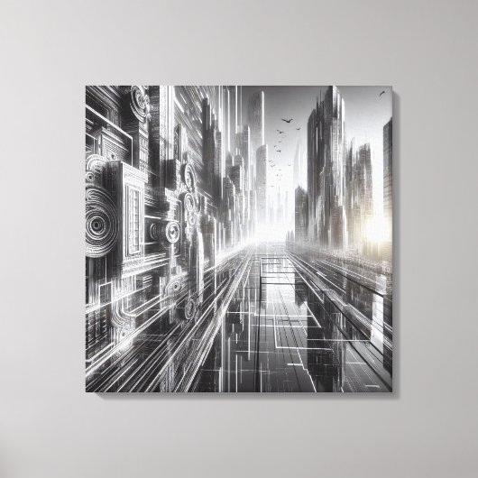 Türme von morgen: Eine Schwarz-Weiß-Metropole Leinwanddruck (Vorderseite)