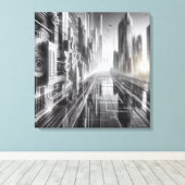 Türme von morgen: Eine Schwarz-Weiß-Metropole Leinwanddruck (Insitu (Holzboden))