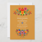 Turmeric & Indigo Mexican Folk Art Fiesta Wedding Einladung (Vorderseite)