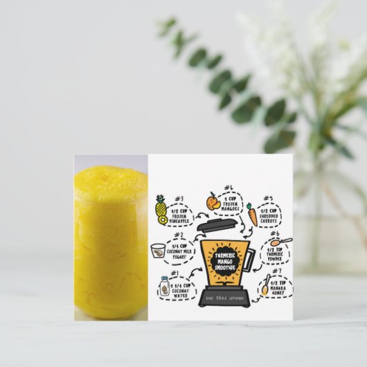 Turmeric Mango Smoothie Rezept Postkarte (Stehend Vorderseite)
