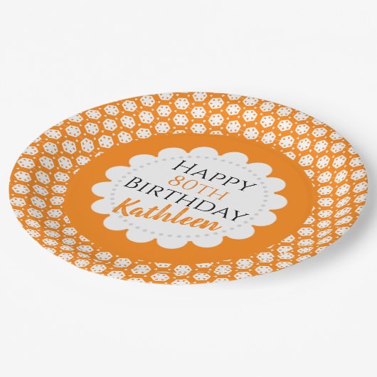 Turmeric Orange Citrus Geometry Pappteller (Schrägansicht)