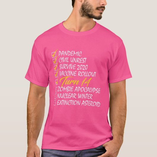 Turn 14 Checklist Birthday T-Shirt (Vorderseite)