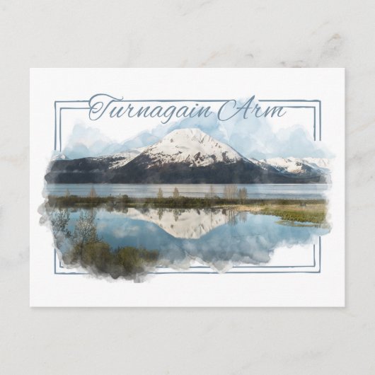 Turnagain Arm Alaskan Wasserfarben Postkarte (Vorderseite)