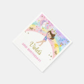 Turnbeauftragtes Mädchen & Einhorn Geburtstag Papi Serviette (Ecke)