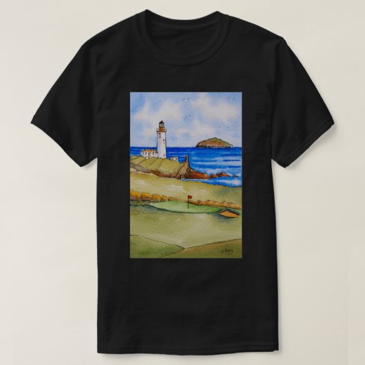 Turnberry Lighthouse und Ailsa Craig T-Shirt (Design vorne)