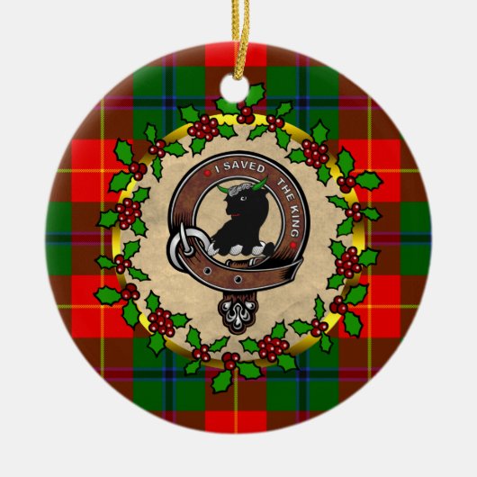 Turnbull Clan Abzeichen&Tartan Personalisiert Weih Keramik Ornament (Vorne)