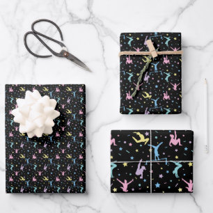 Turnen der Mädchen Frauen-Turnerinnen mit Stars Geschenkpapier Set