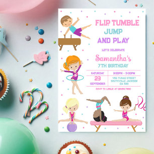Turnen Flip Tumble Jump Geburtstagseinladung Einladung