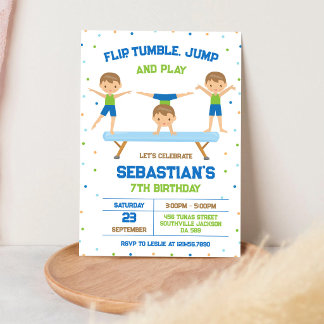 Turnen Flip Tumble Jump Geburtstagseinladung Einladung