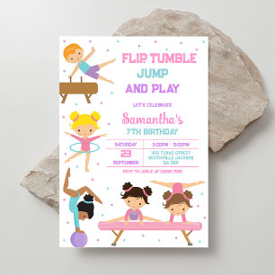 Turnen Flip Tumble Jump Geburtstagseinladung Einladung