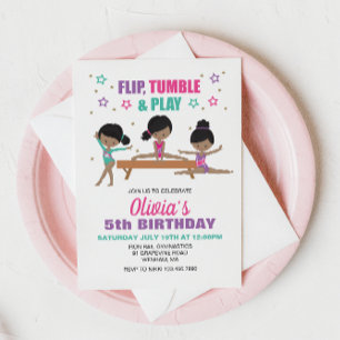 Turnen Flip Tumble & Play Geburtstag Einladung