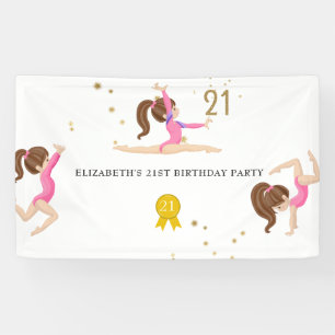 Turnen in Rosa und Gold zum 21. Geburtstag Banner