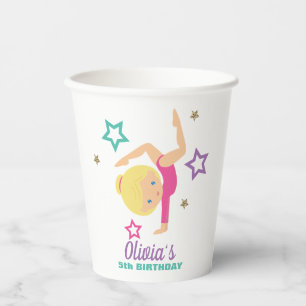 Turnen Pink Lila Türkis Mädchen Geburtstag Pap Pappbecher