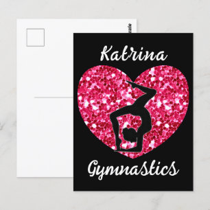 Turnen Schwarz und Hot Pink Personalisiert  Postkarte