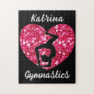 Turnen Schwarz und Hot Pink Personalisiert Puzzle