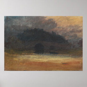 Turner - Abend Landschaft mit Burg und Brücke Poster