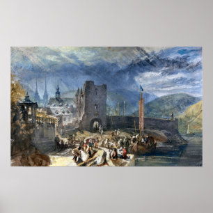 Turner - Ansicht von Boppart mit Figuren auf Poster