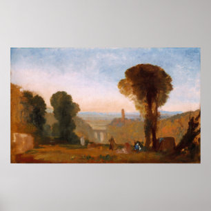 Turner - Italienische Landschaft mit Brücke und Tu Poster