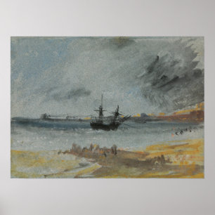 Turner - Schiff auf Grund in Brighton Poster