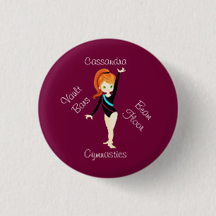 Turnerin Ginger Haar, Grüne Augen, Schwarzer Leo Button