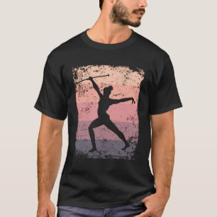 Turnerin mit Stab Mädchen Kinder Retro Rhythmische T-Shirt