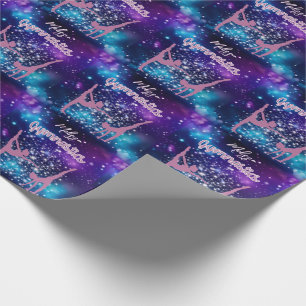 TurnGalaxie Lila Türkis Personalisiert Geschenkpapier