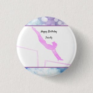 Turngeburtstag Stufenbarren Wasserfarbe Button
