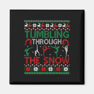 Turnhalle Turnen hässliches Weihnachtspullover-Par Magnet