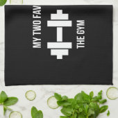 Turnhalle und Bett - lustiges Cartoon-Piktogramm - Geschirrtuch (Gefaltet)