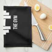 Turnhalle und Bett - lustiges Cartoon-Piktogramm - Geschirrtuch (Viertel Falte)