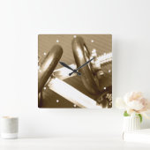 Turnhalledumbbell-Gewichte Quadratische Wanduhr (Zuhause)