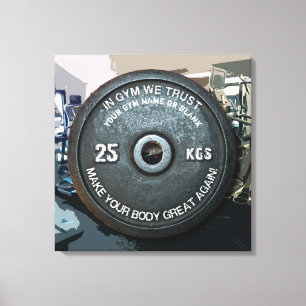 Turnhallen-Inhaber-Fitnessworkout-Vintages Gewicht Leinwanddruck