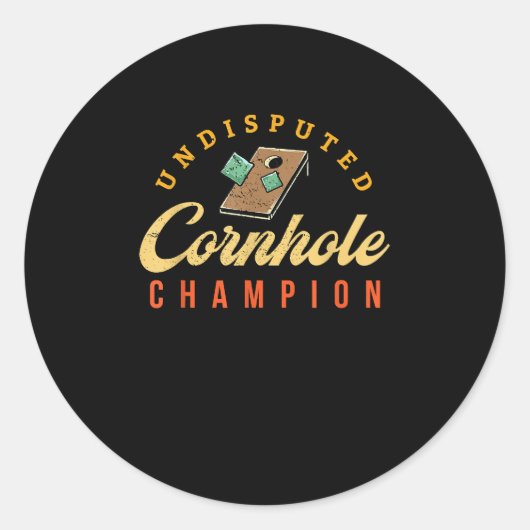 Turnier Win Cornhole Champ Runder Aufkleber (Vorderseite)