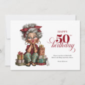 Turning 50 quirky woman fun humorous greeting einladung (Vorderseite)