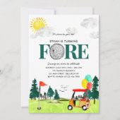 Turning FORE Golf Boy Golfing Par-tee 4. Geburtsta Einladung (Vorderseite)