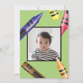 Turning One Crayons Foto 1. Geburtstag Einladung (Rückseite)