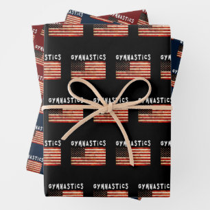 Turnkunst Grunge Amerikanische USA-Flagge Geschenkpapier Set