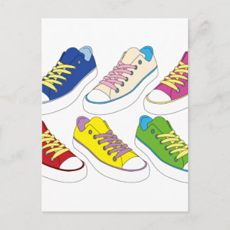 Turnschuhe zeichnend, farbige Laufschuhe Postkarte