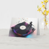 Turntable am Geburtstag mit Neon-Musiknoten Karte (Gelbe Blume)