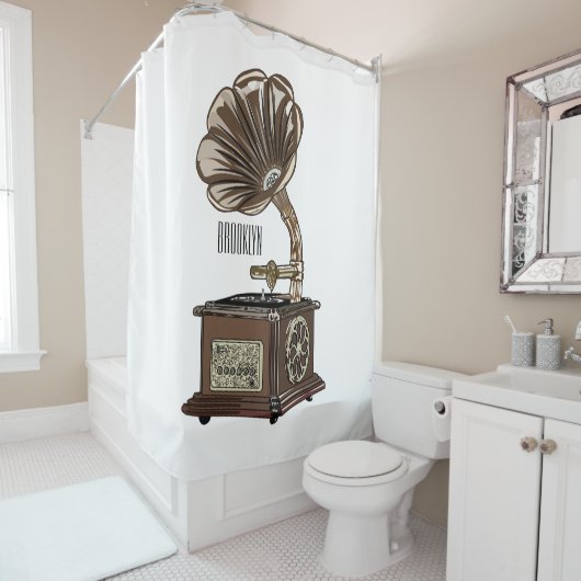 Turntable Cartoon Duschvorhang (Beispiel)