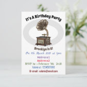 Turntable Cartoon Einladung (Stehend Vorderseite)